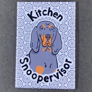 Black & Tan Coonhound Kitchen Snoopervisor Magnet, Handmade 2x3" Gift